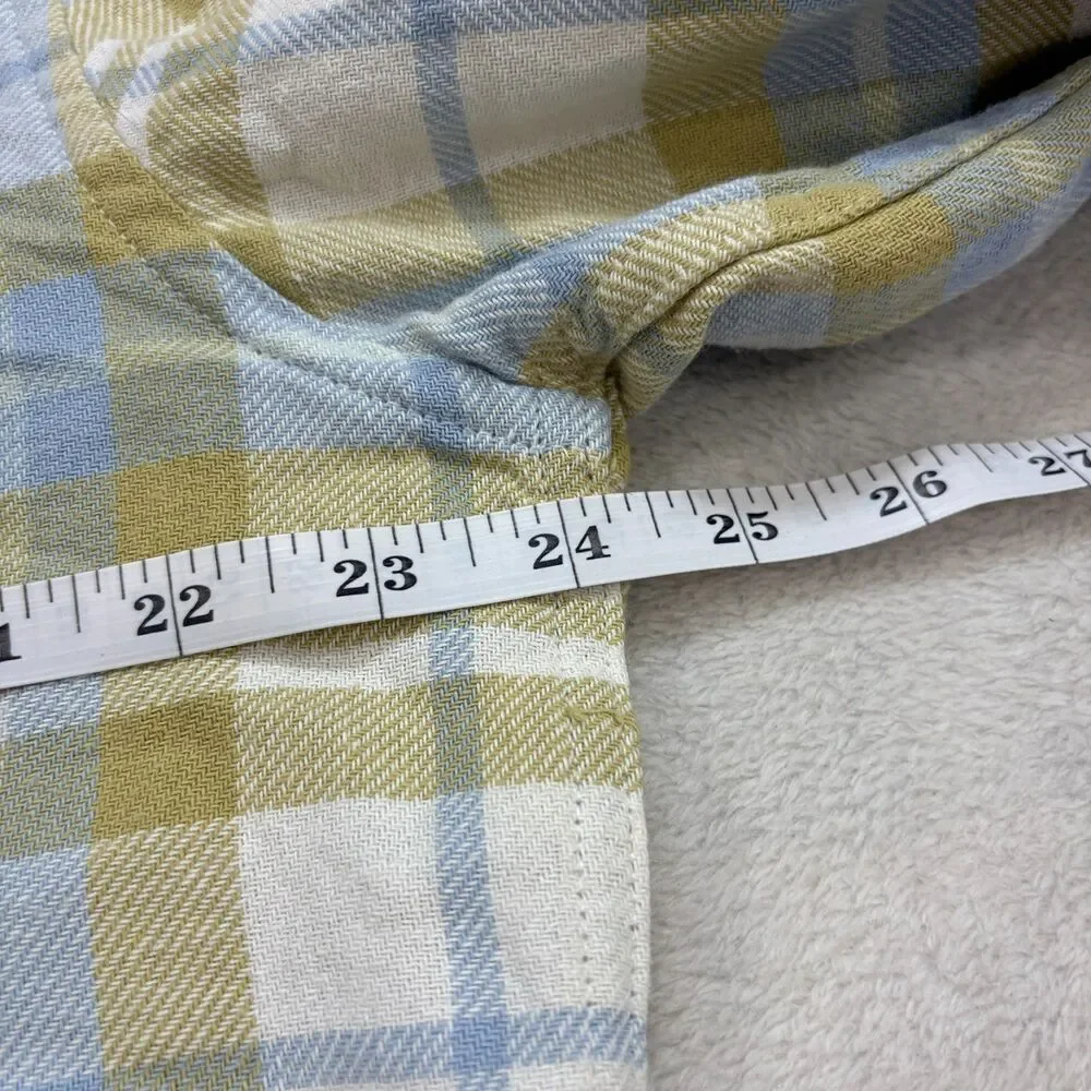 H&M Plaid Flannel Button Down Shirt Mens Large Green White Workwear Long Sleeve